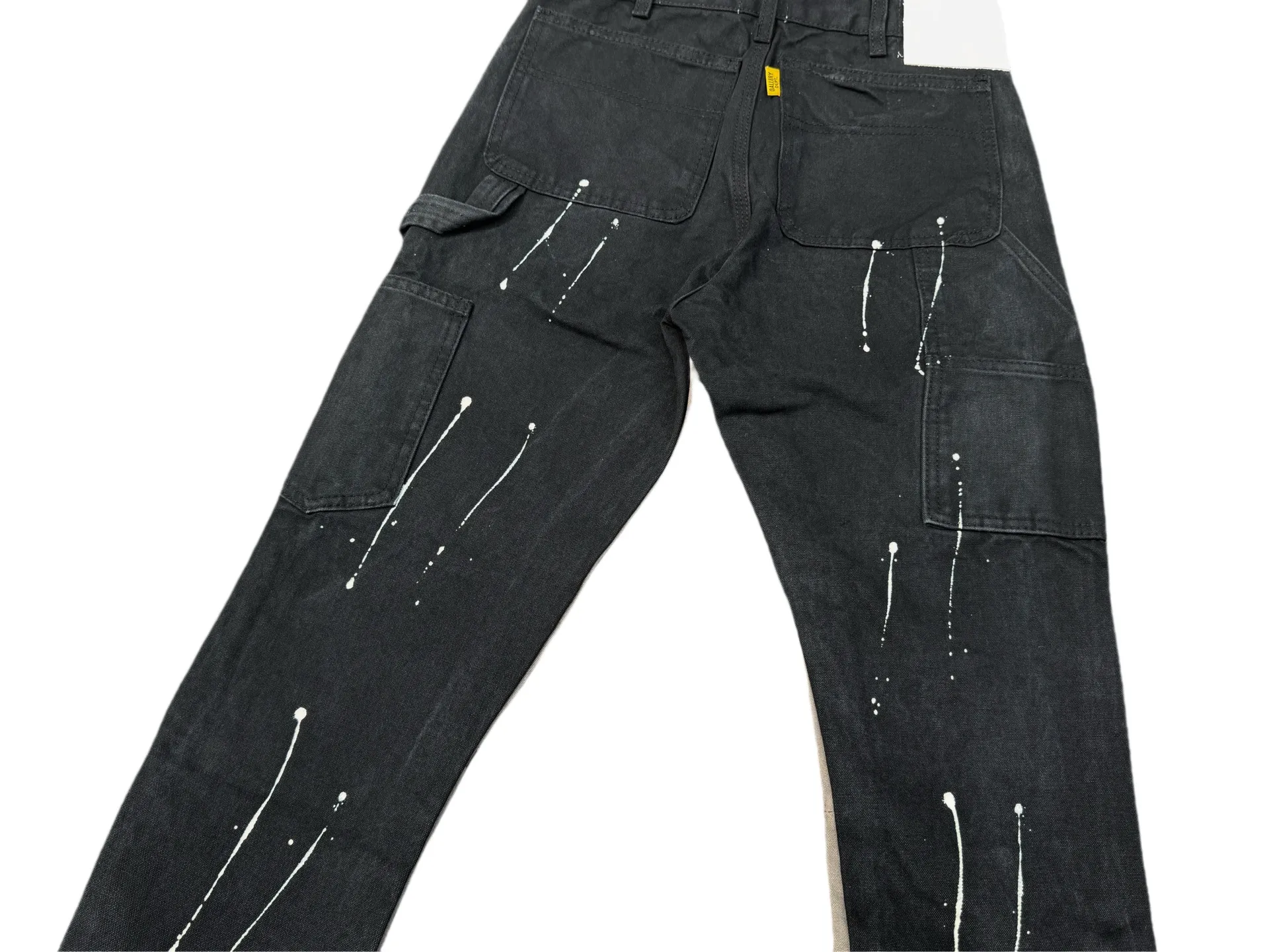 P220💰G33 GALLERY DEPT. Spliced ​​washed retro jeans for men and women high street splashed ink trousers micro-flared casual trousers trendy couple same style Color: Black Size: S-XXL (corresponding to 28-36)